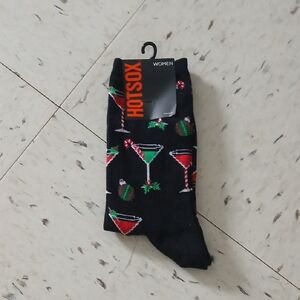 Hot Sox Black Festive Cocktail Christmas Martini Women's Socks
